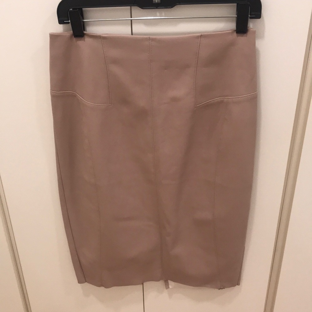 Blush midi pleather skirt